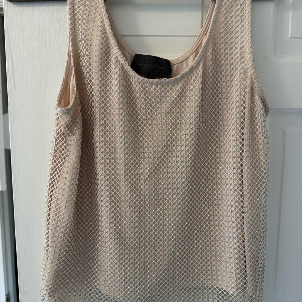 Sunday in Brooklyn Cream Mesh Tank Top